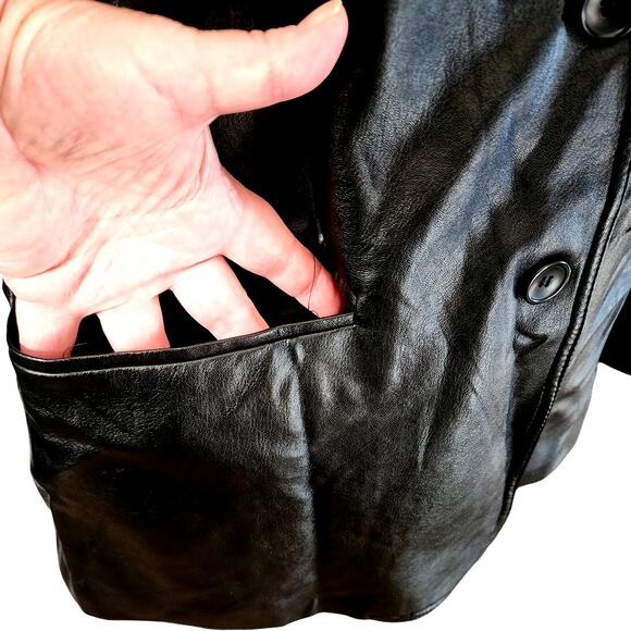 Zara Women's Black Oversized Faux Leather 2 Button Blazer Jacket Size Medium - Picture 3 of 7